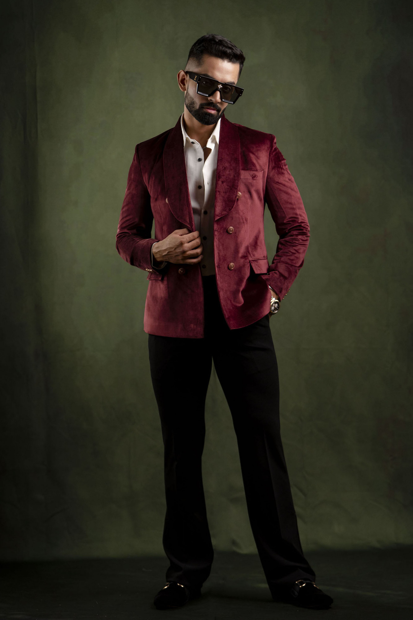 Maroon Velvet Blazer