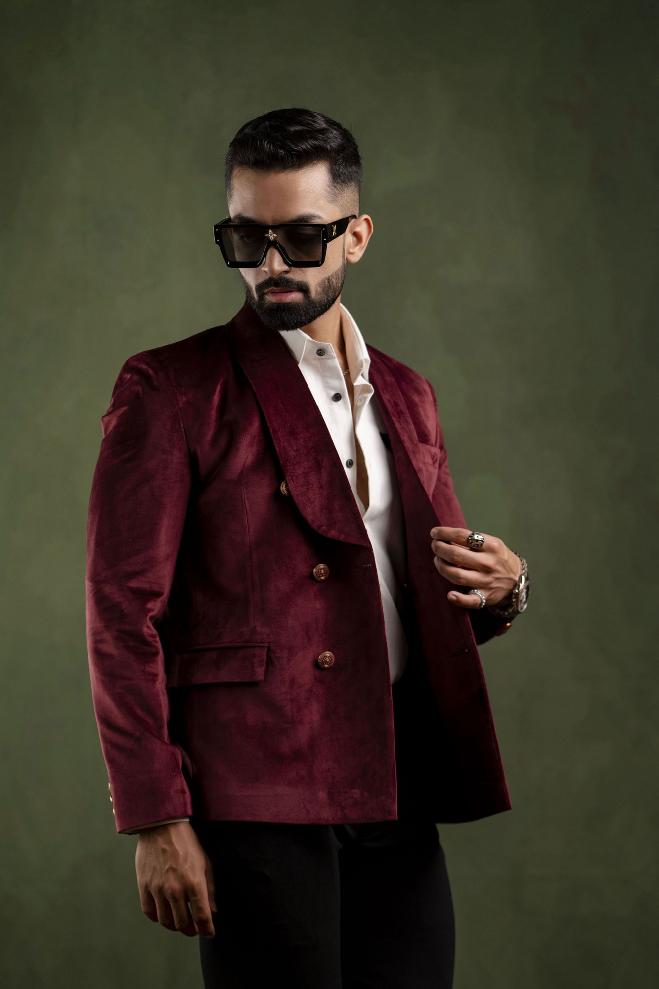 Maroon Velvet Blazer
