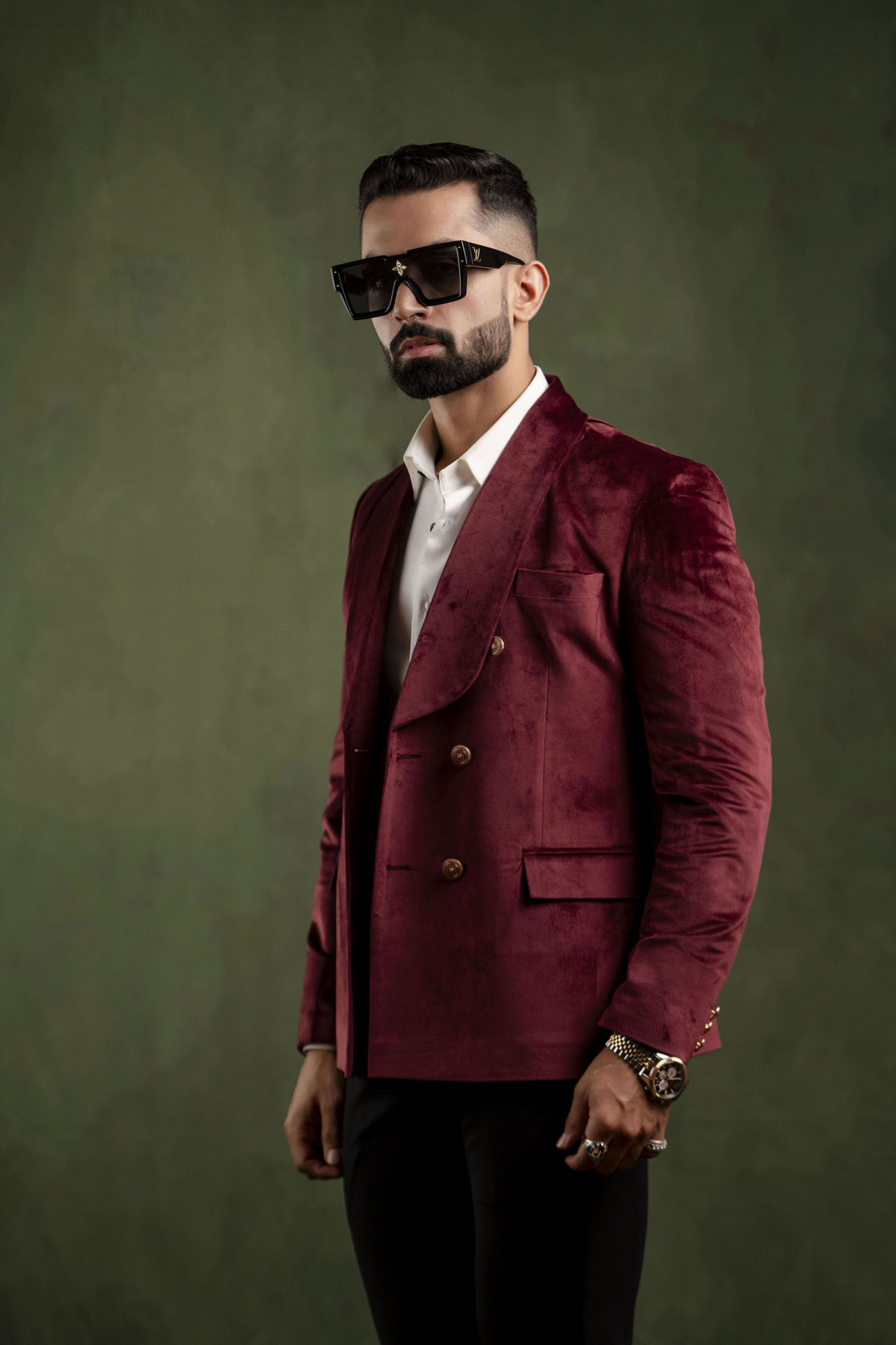 Maroon Velvet Blazer