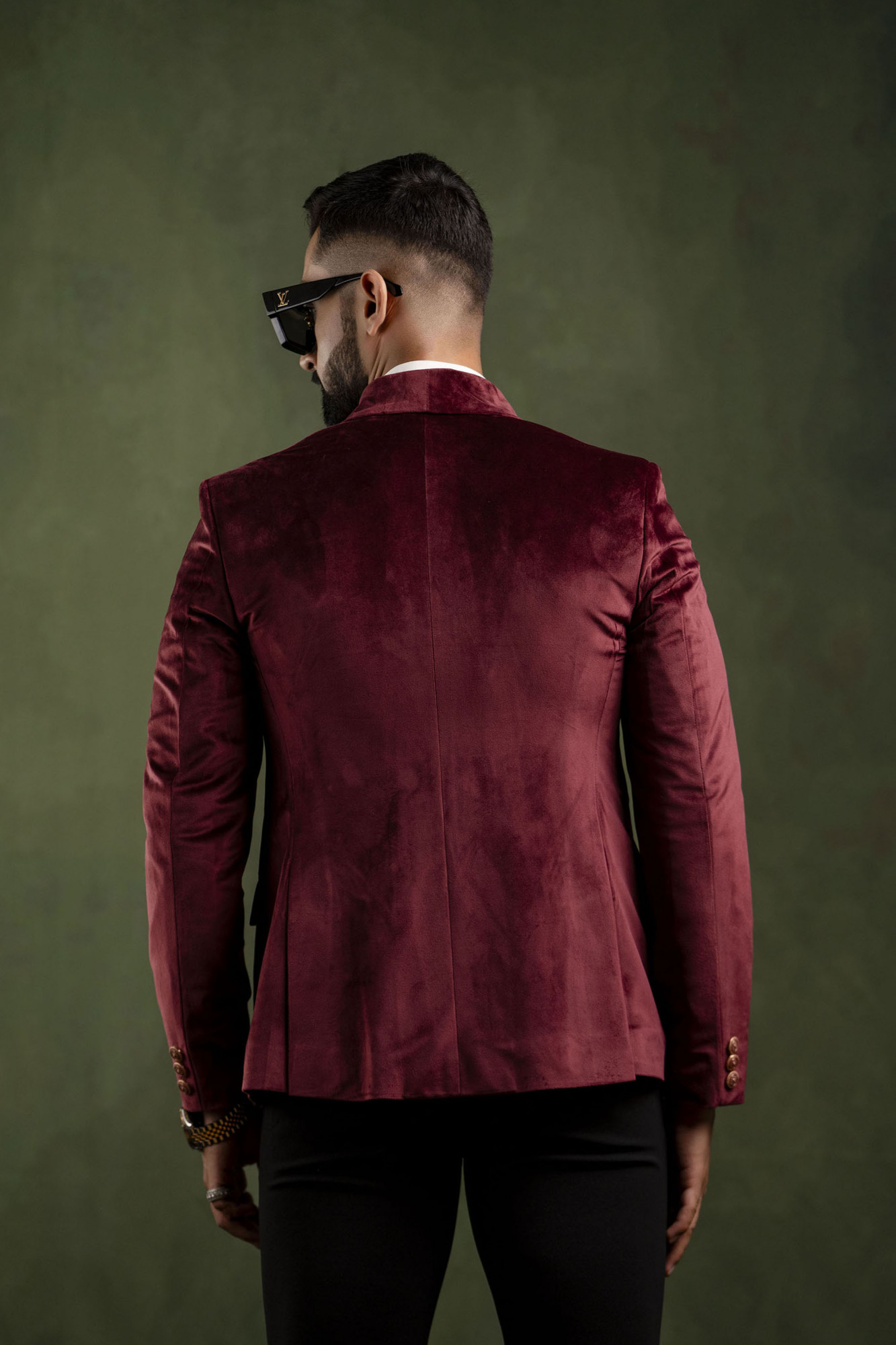 Maroon Velvet Blazer