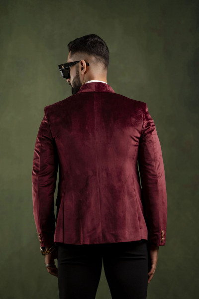 Maroon Velvet Blazer