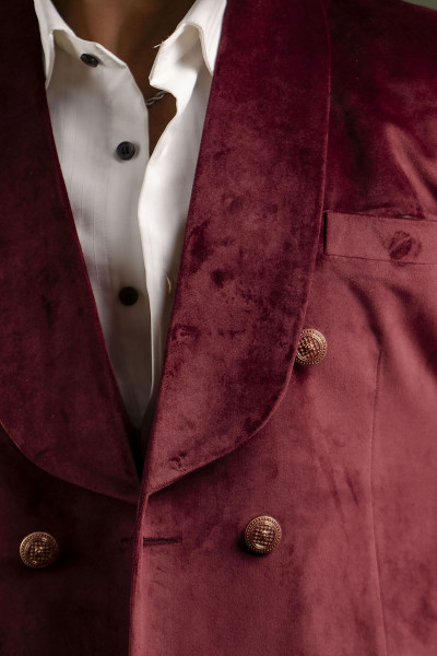 Maroon Velvet Blazer