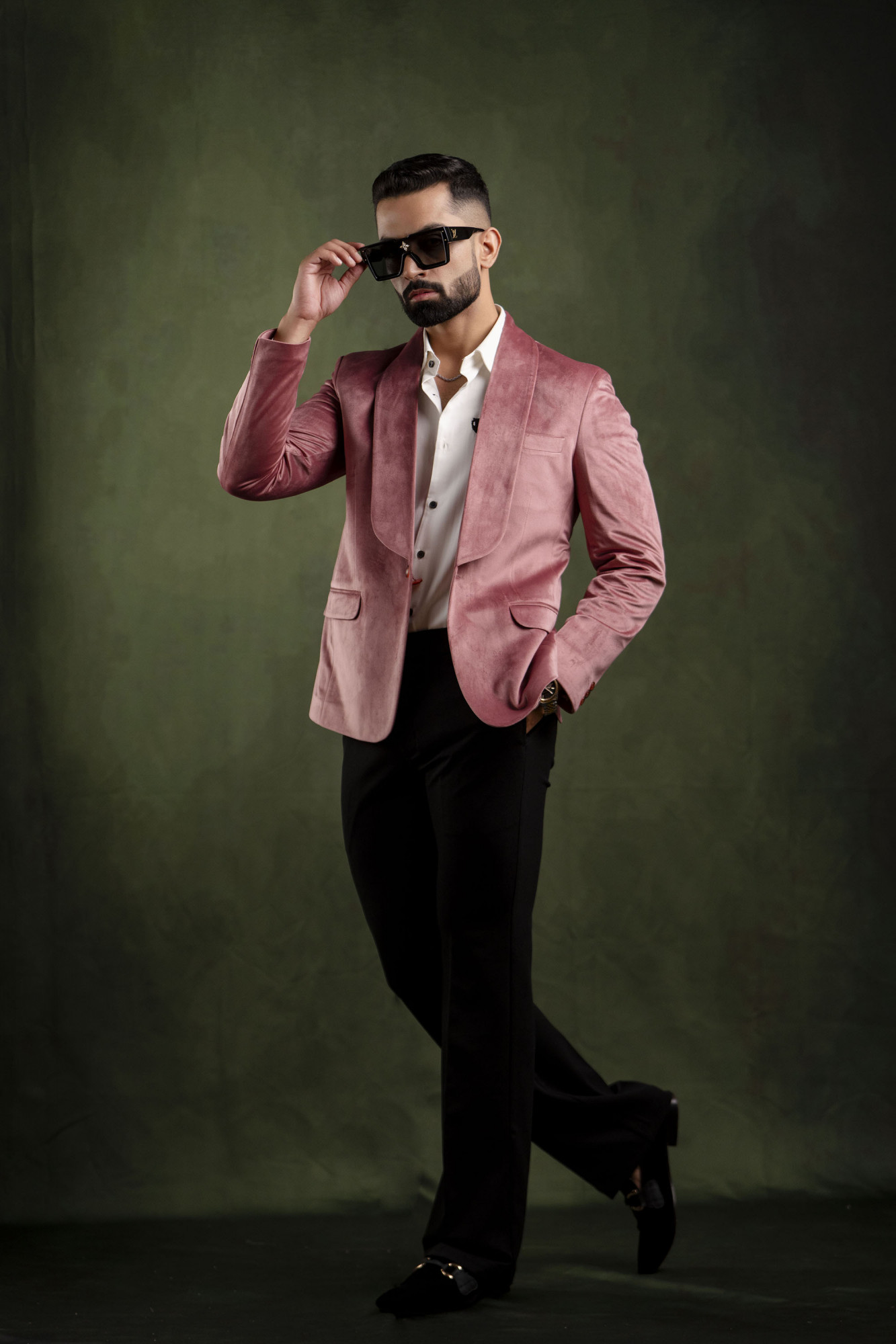 Pink Velvet Tuxedo Blazer