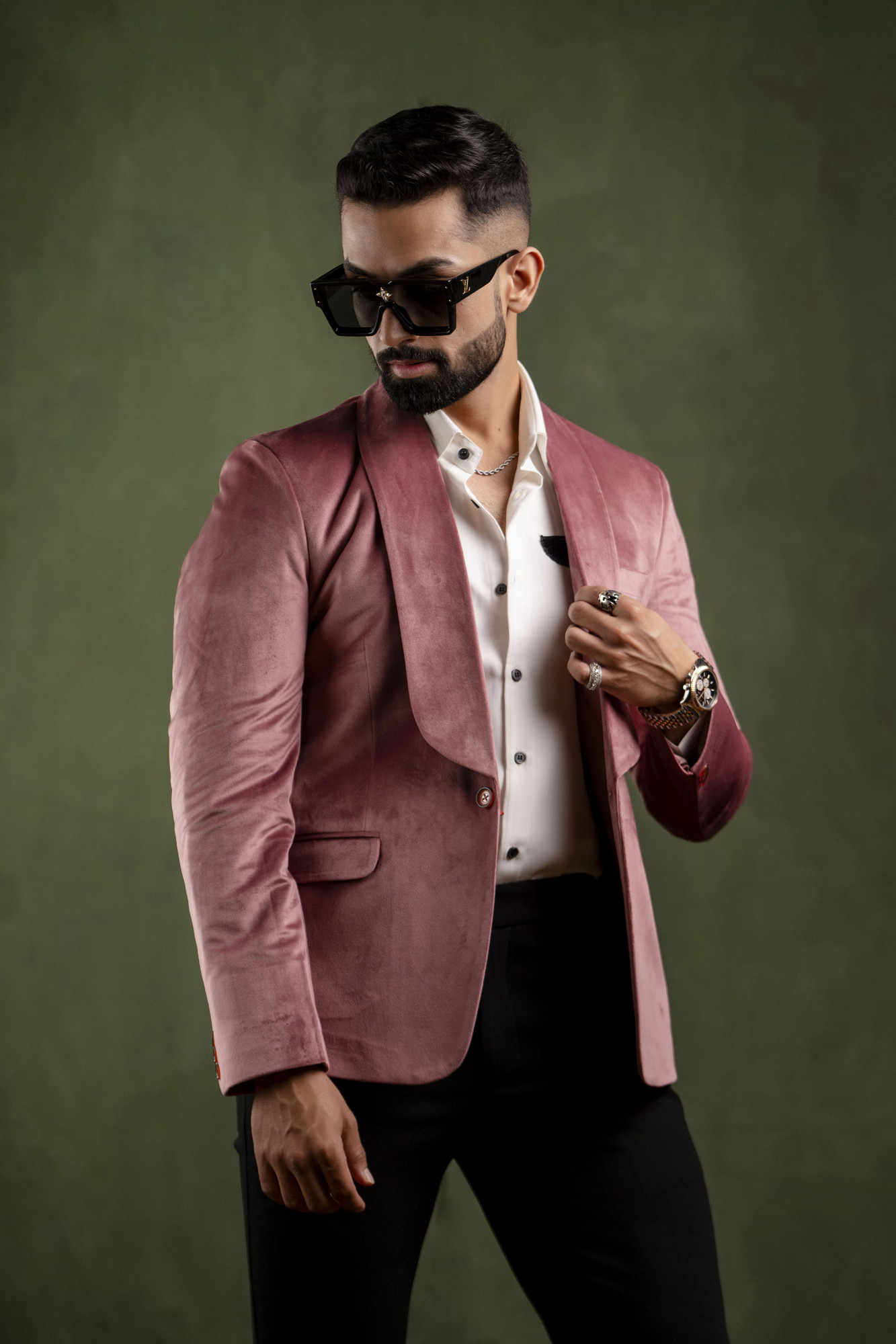 Pink Velvet Tuxedo Blazer