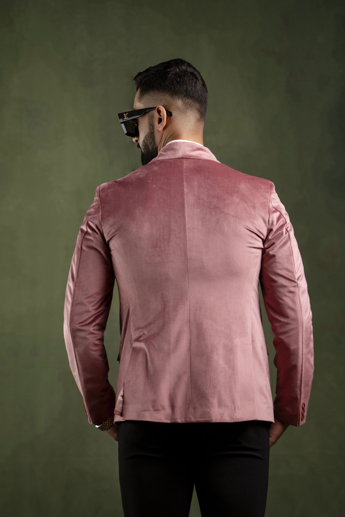 Pink Velvet Tuxedo Blazer