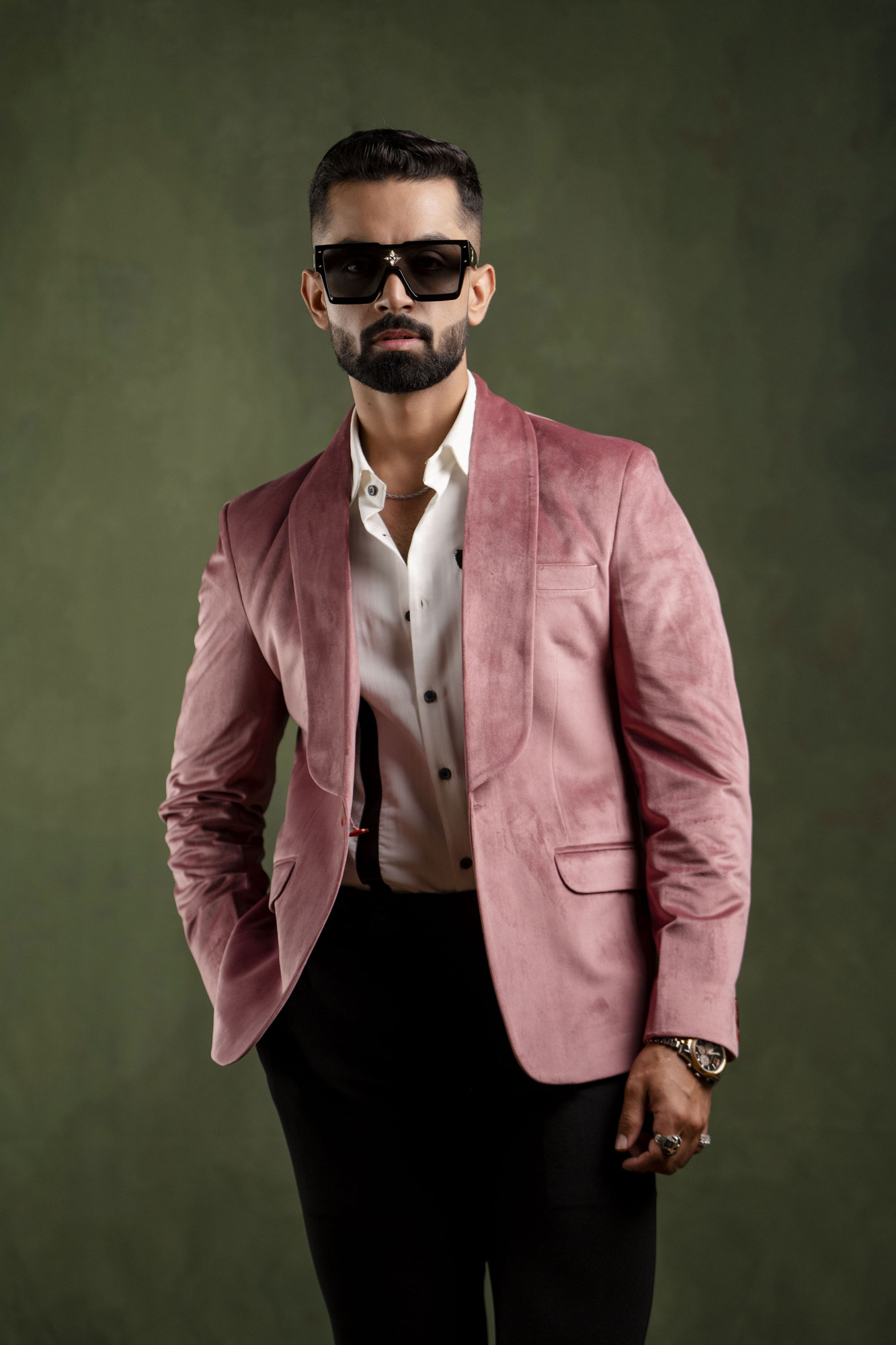 Pink Velvet Tuxedo Blazer