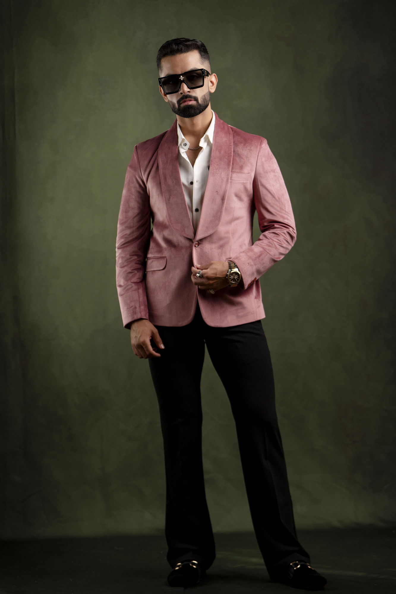 Pink Velvet Tuxedo Blazer