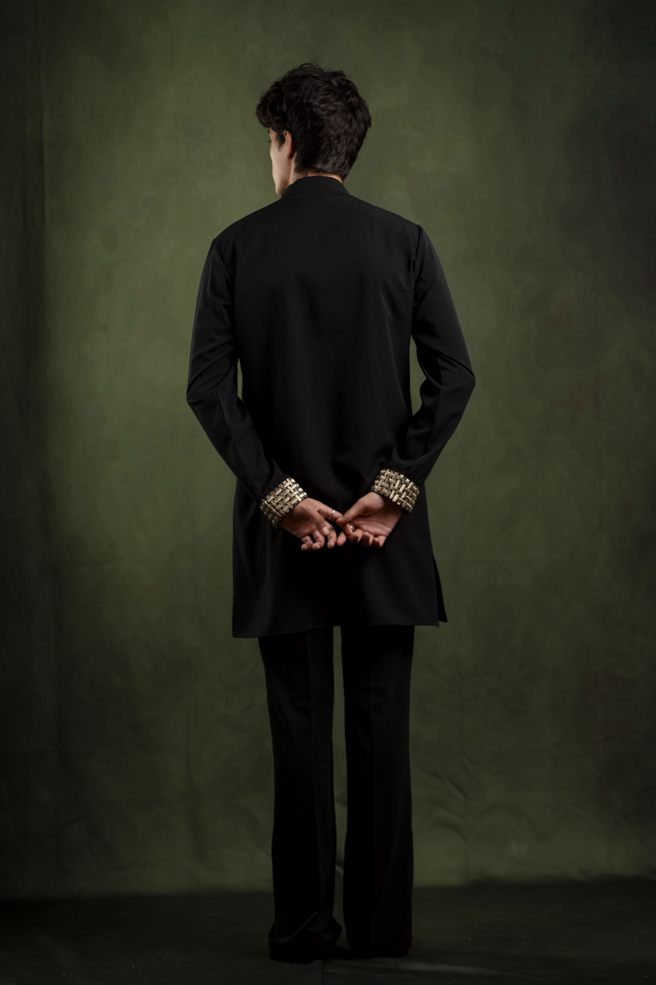 Neck Laced Kurta In Black