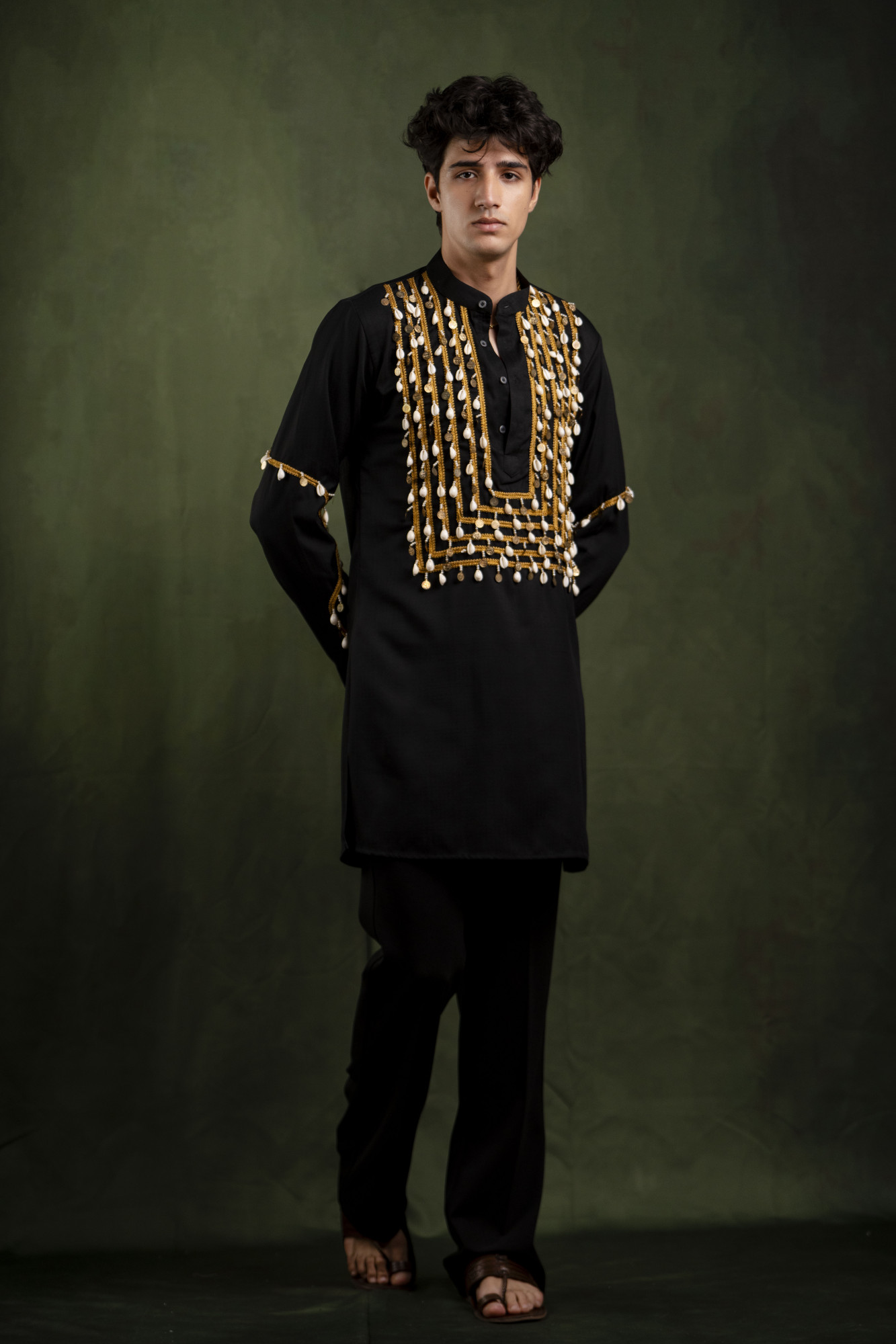 Boho Shell Neck laced Kurta