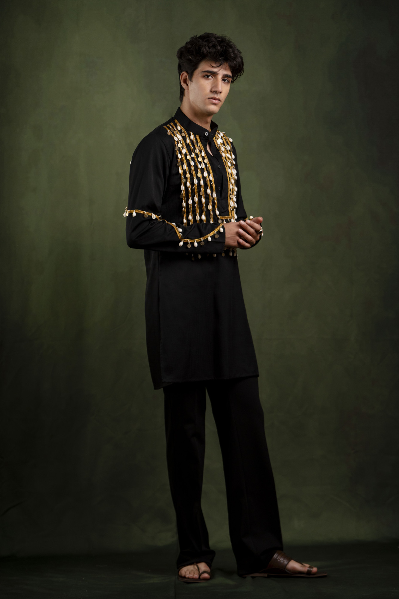 Boho Shell Neck laced Kurta