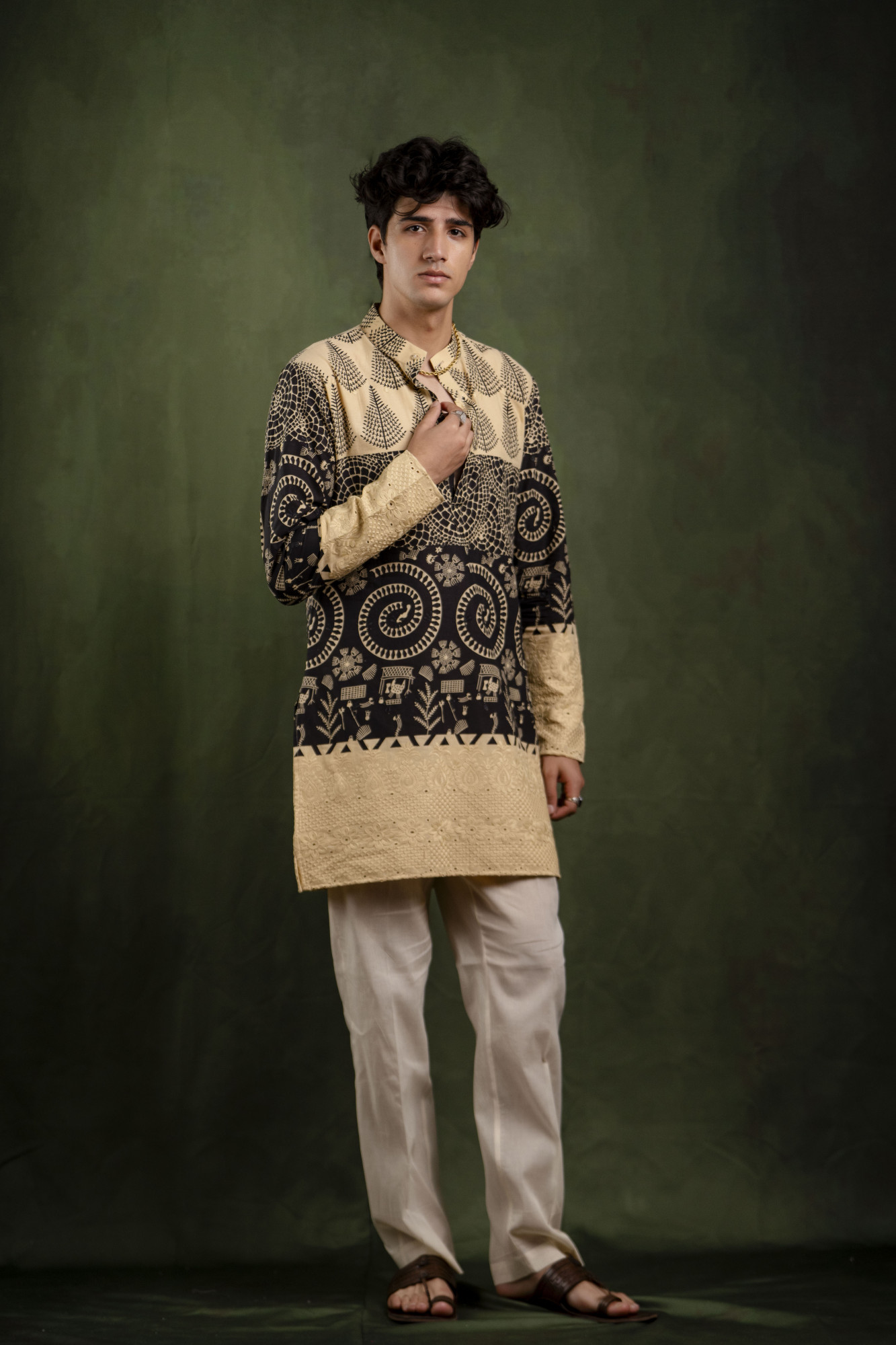 Printed Urban Leaf Kurta