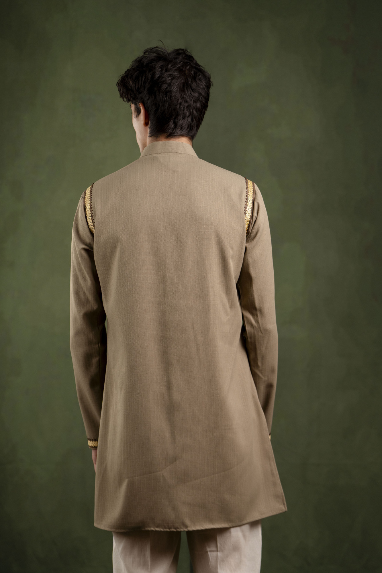 Neck Laced Kurta In Beige