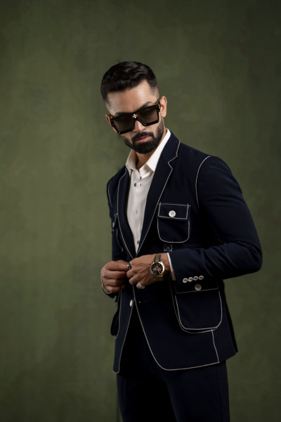 Threaded Blazer In Blue