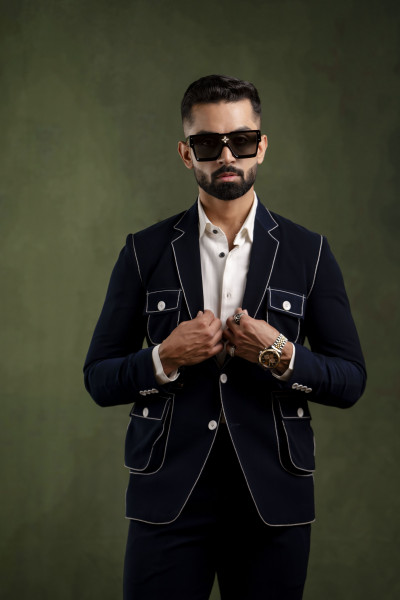 Threaded Blazer In Blue