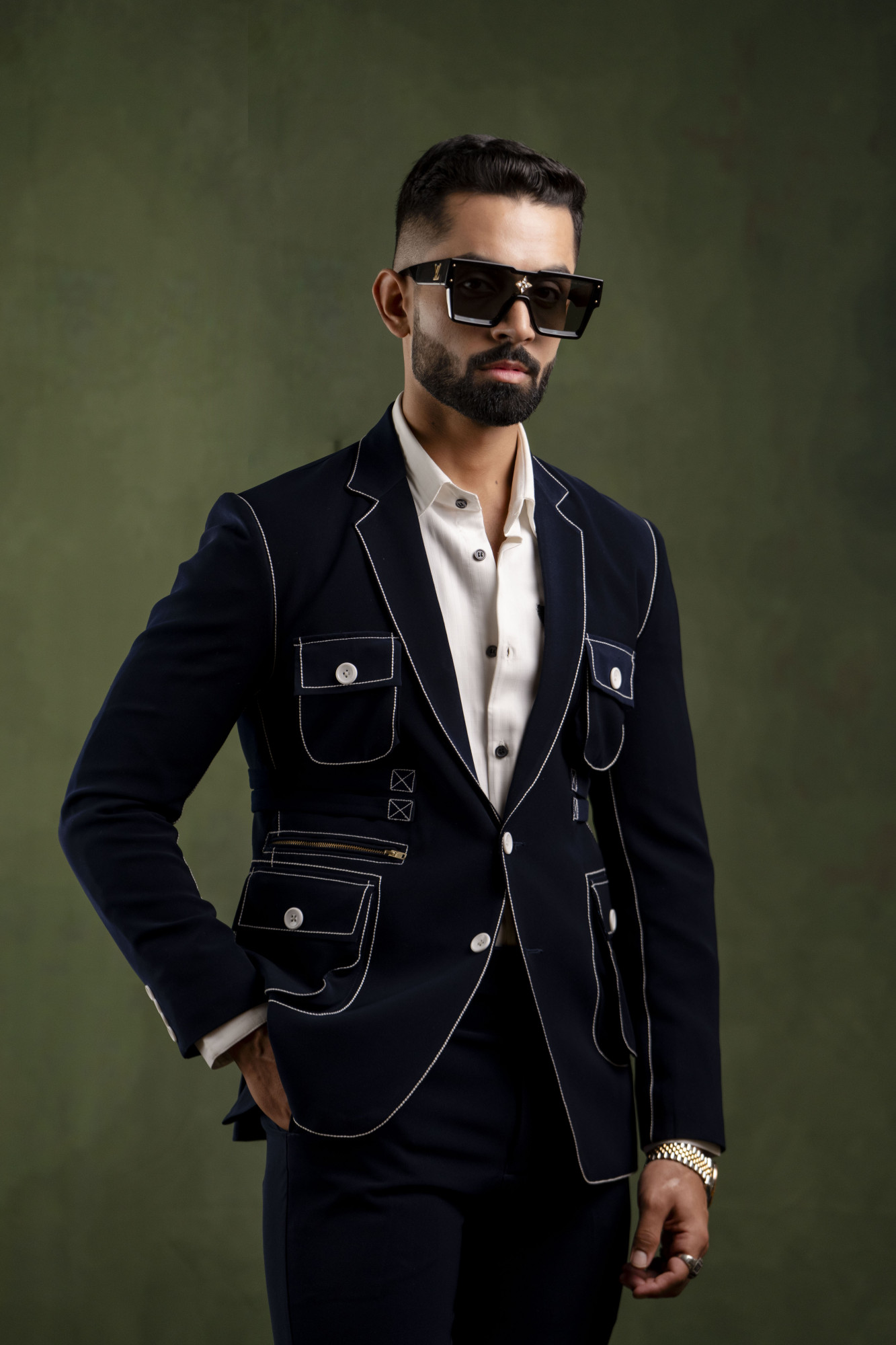 Threaded Blazer In Blue