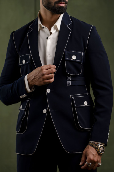Threaded Blazer In Blue