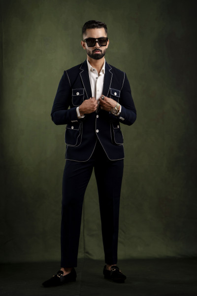 Threaded Blazer In Blue