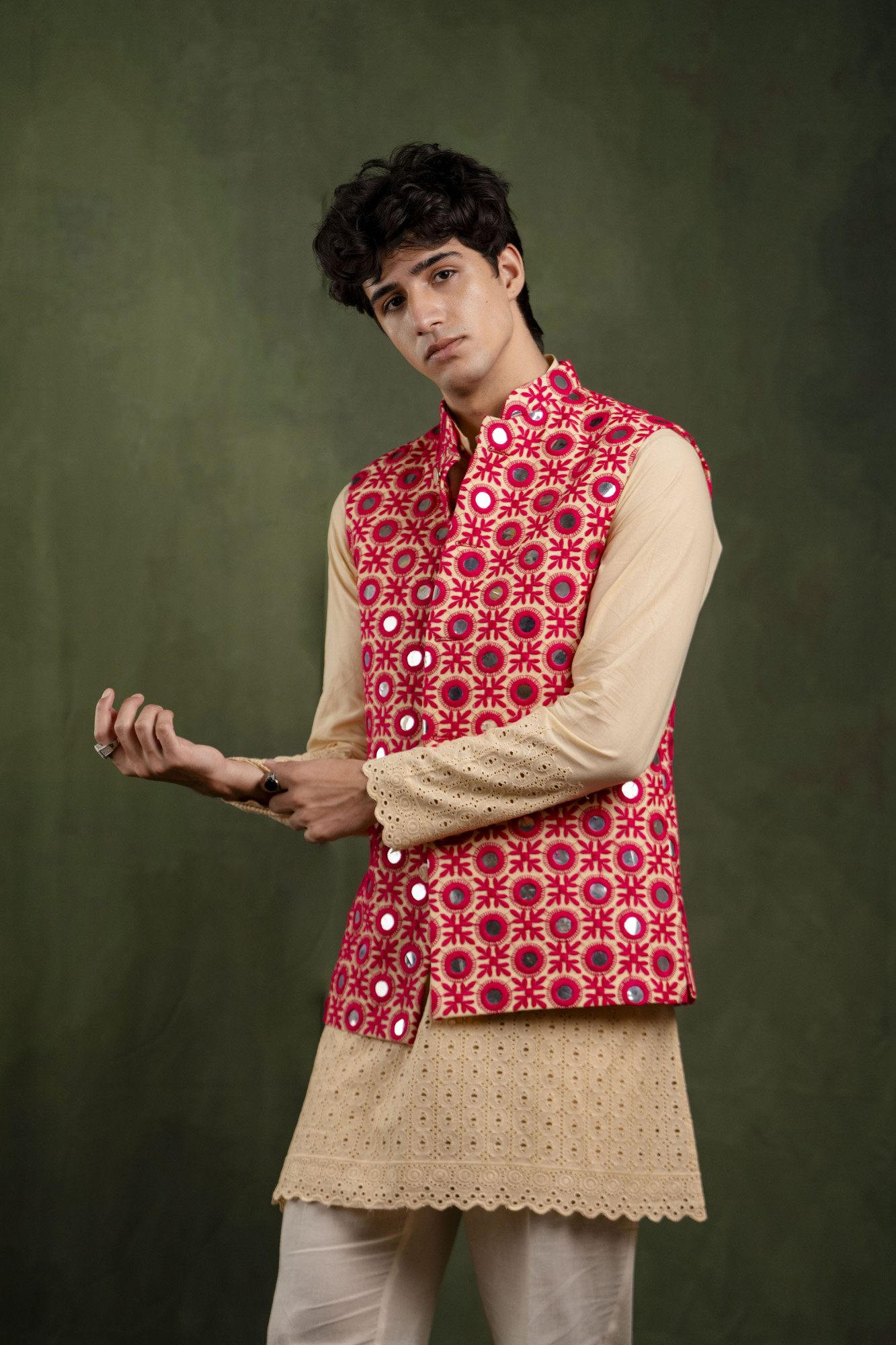 Mirror Work Jacket In Pink