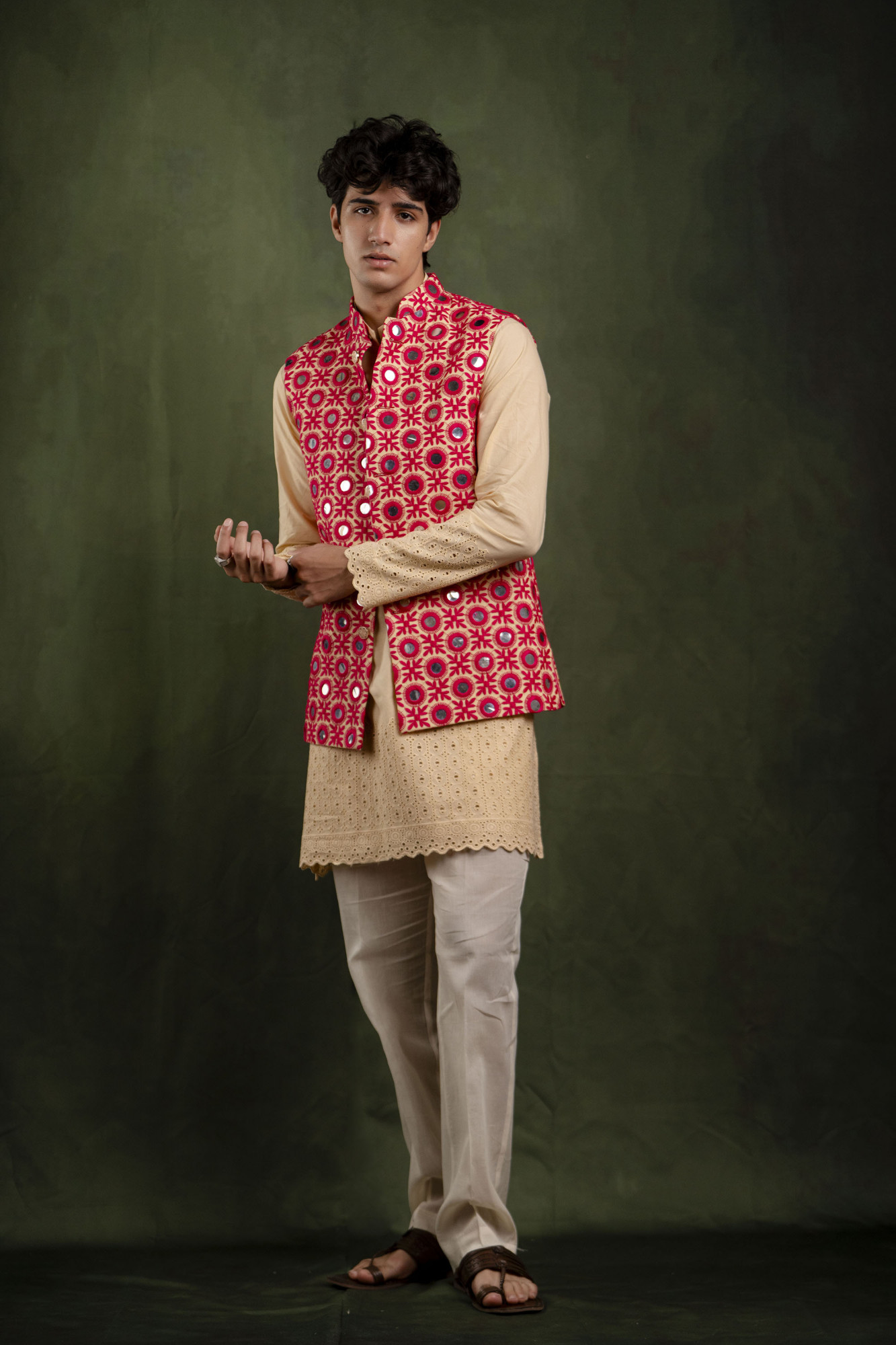 Mirror Work Jacket In Pink