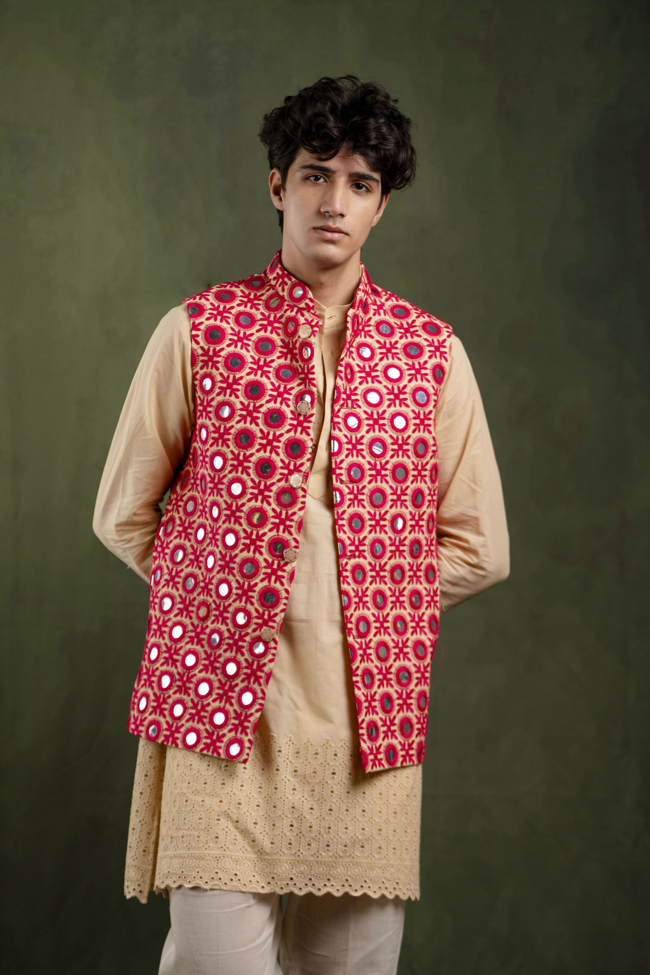 Mirror Work Jacket In Pink