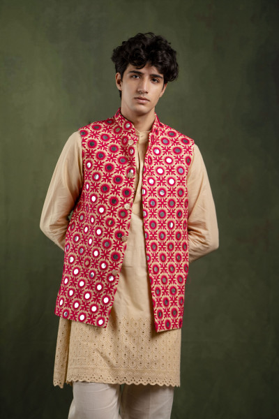 Mirror Work Jacket In Pink