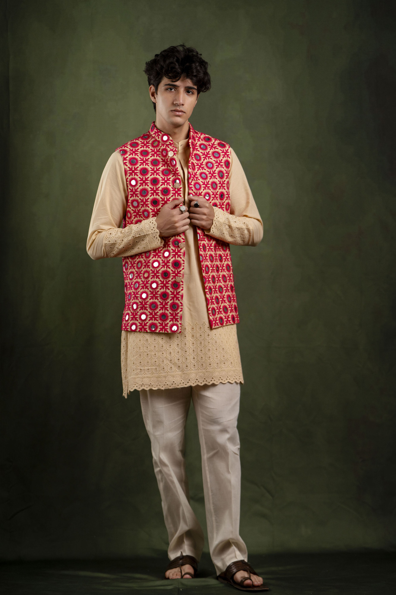 Mirror Work Jacket In Pink