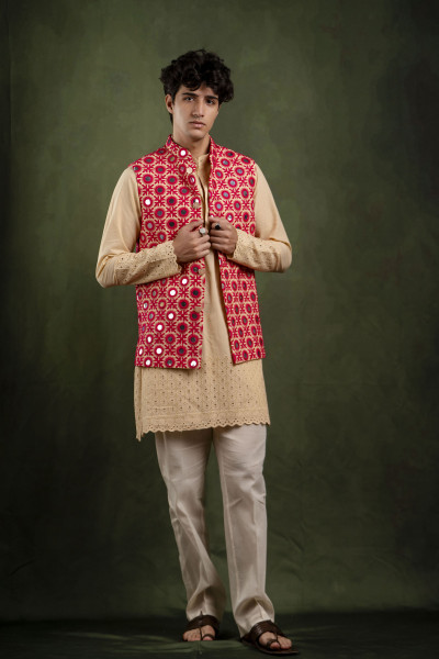 Mirror Work Jacket In Pink