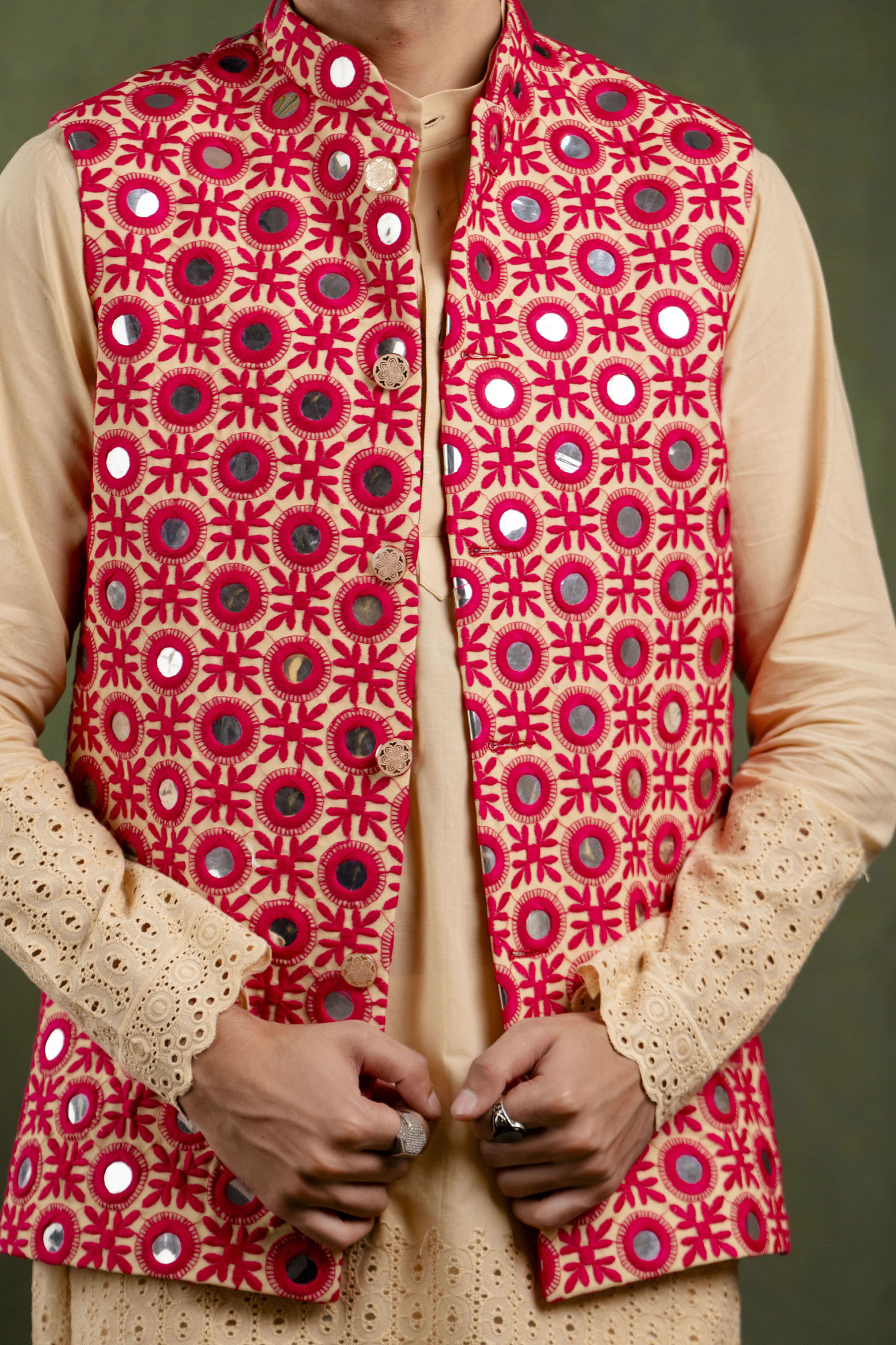 Mirror Work Jacket In Pink