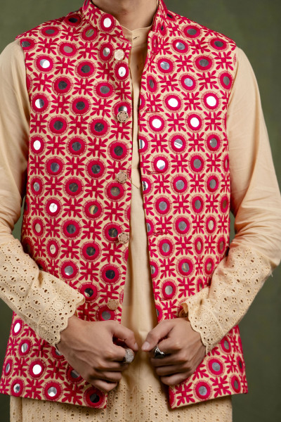 Mirror Work Jacket In Pink