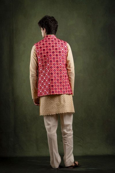 Mirror Work Jacket In Pink