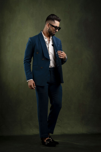 Tericott Blazer In Teal