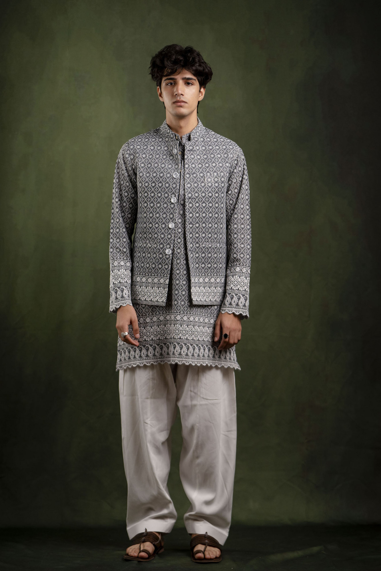 Embroidered Jacket In Grey