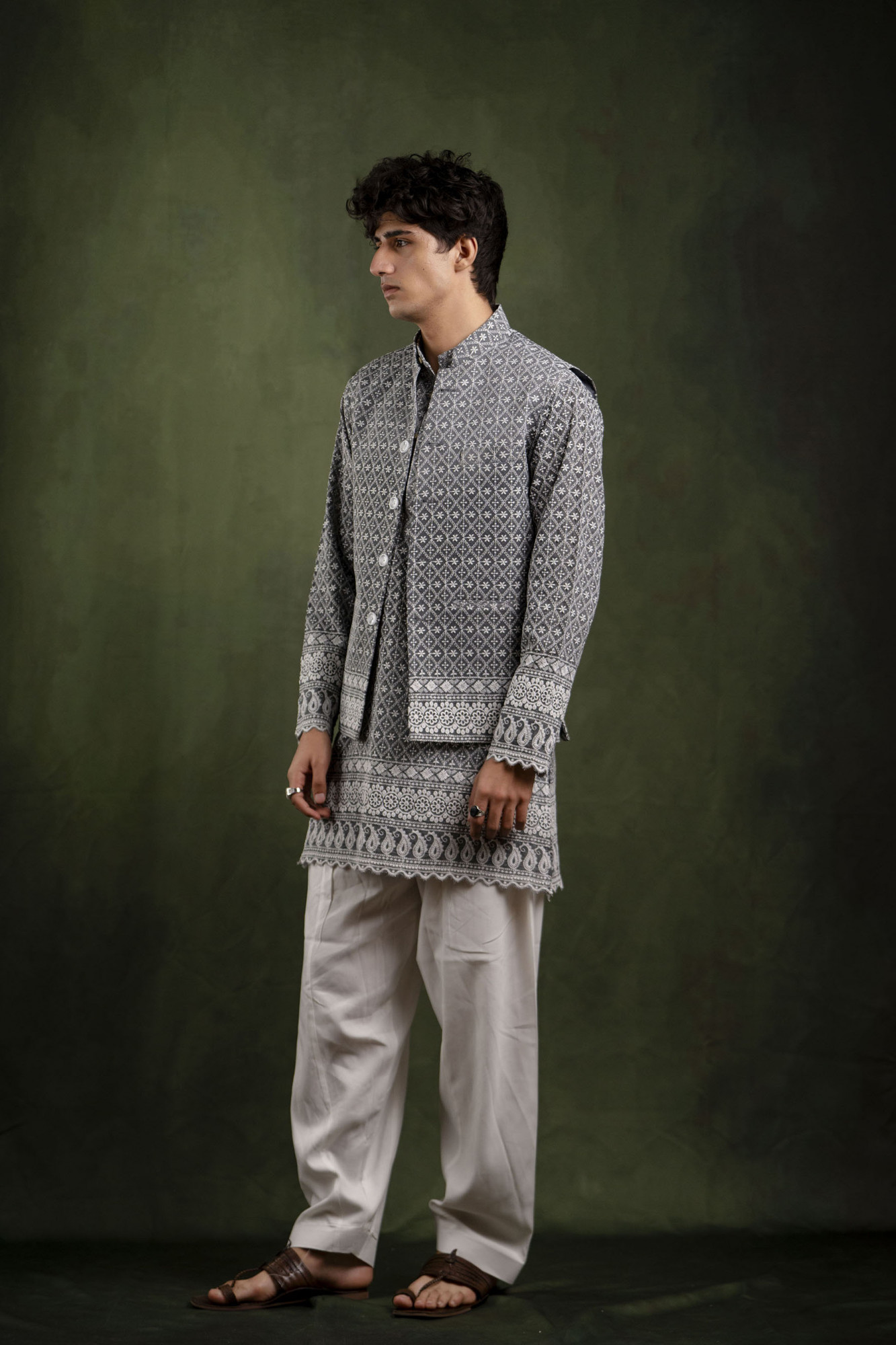 Embroidered Jacket In Grey