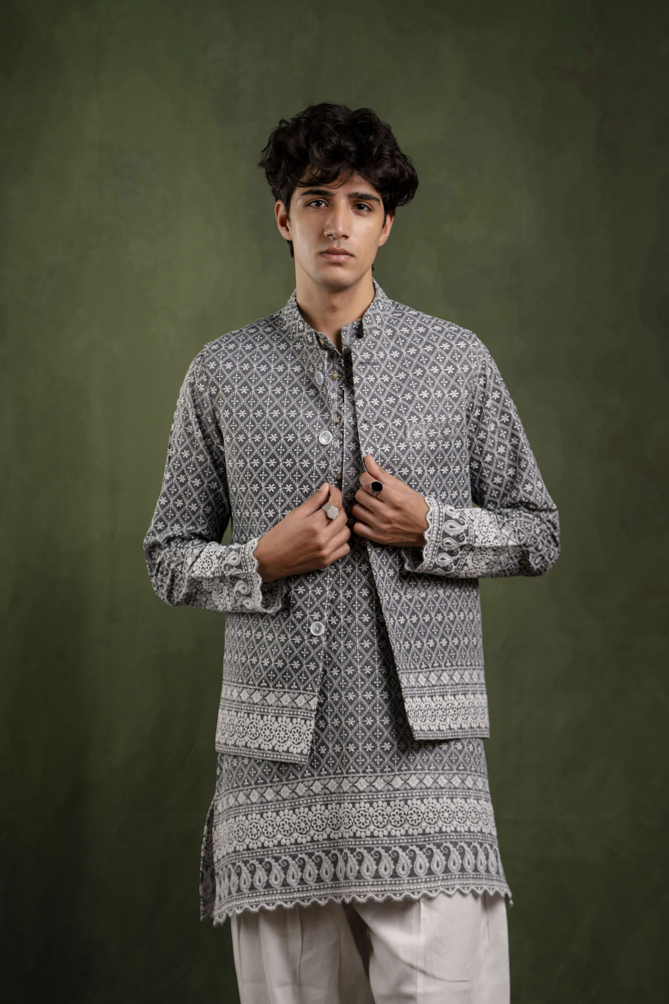 Embroidered Jacket In Grey