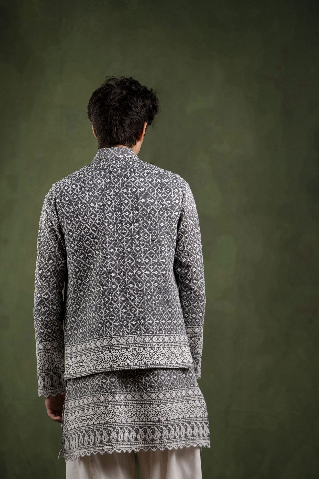 Embroidered Jacket In Grey