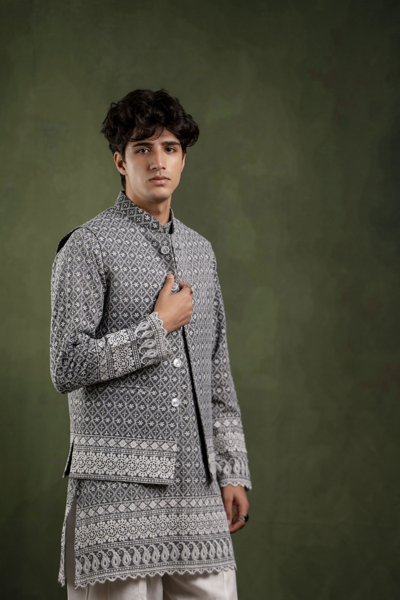 Embroidered Jacket In Grey