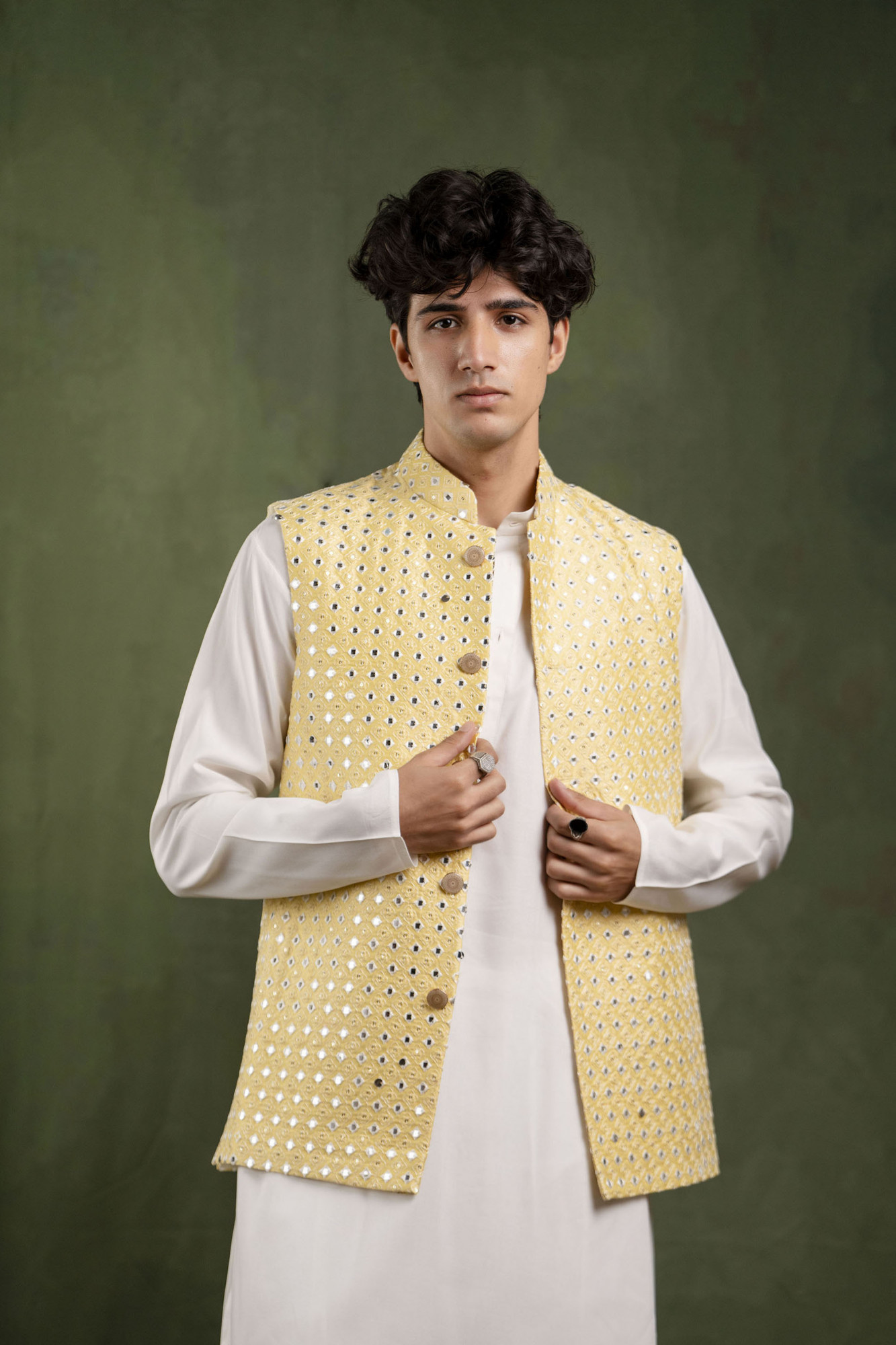 Mirror Work Jacket In Yellow