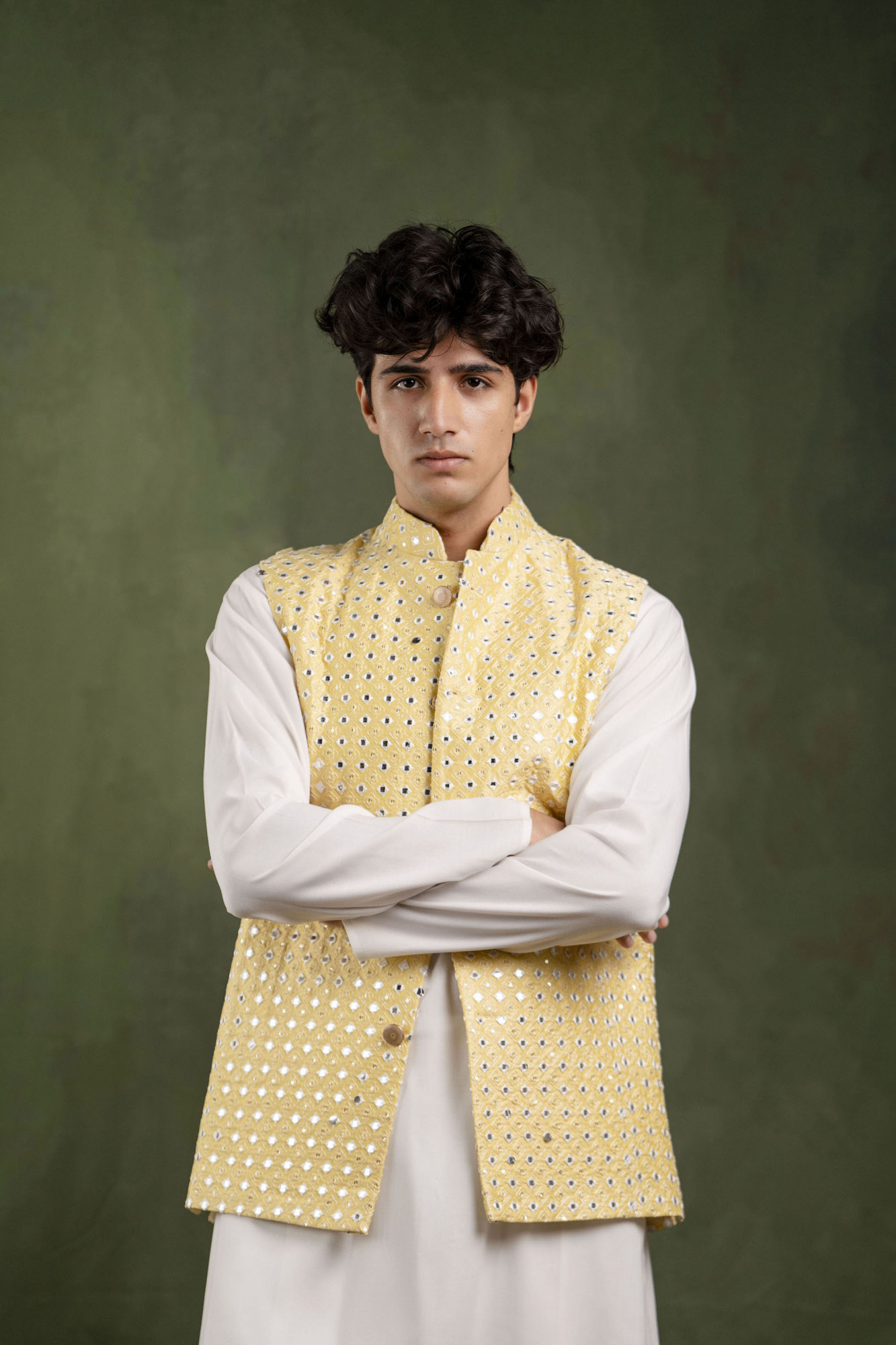 Mirror Work Jacket In Yellow