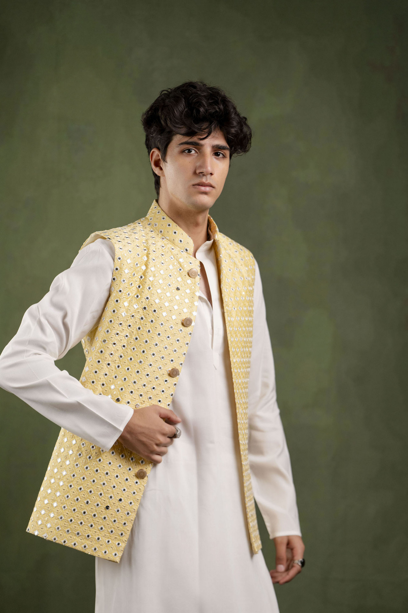 Mirror Work Jacket In Yellow