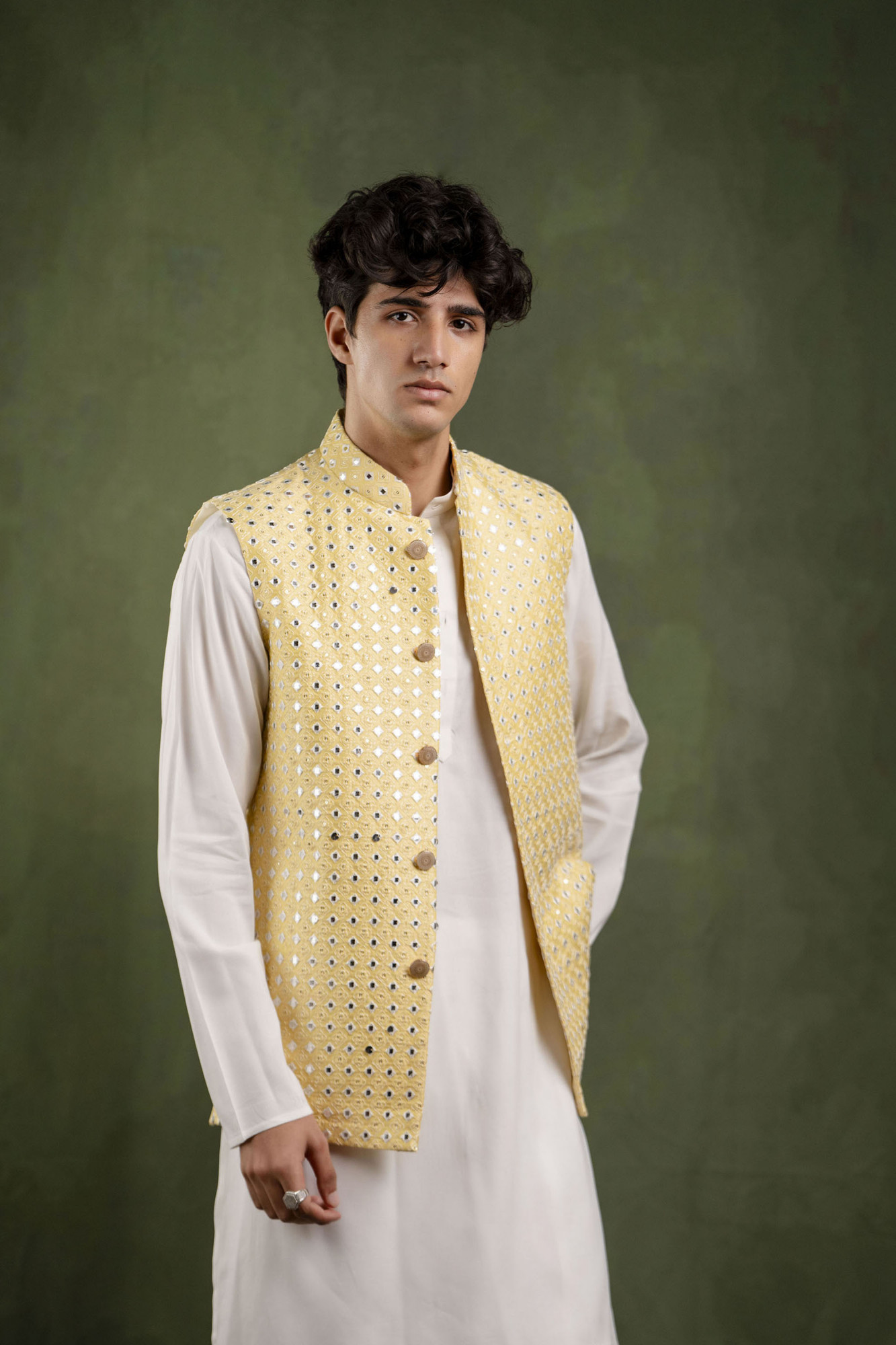 Mirror Work Jacket In Yellow