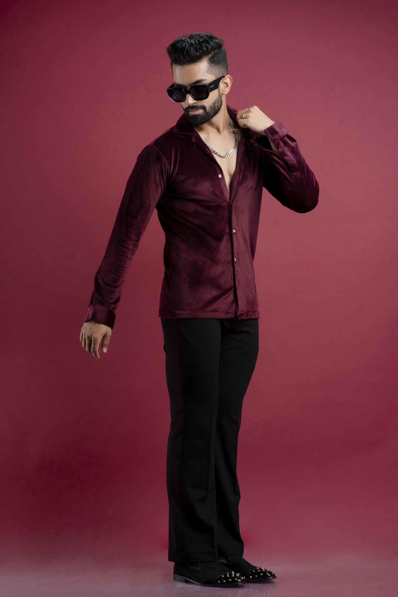 Wine Velvet Shirt