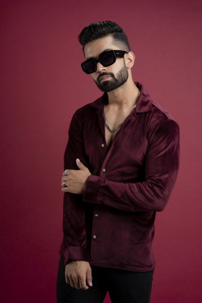 Wine Velvet Shirt