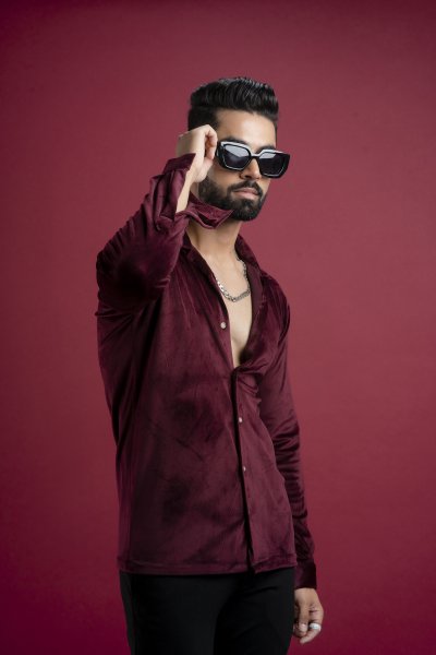 Wine Velvet Shirt