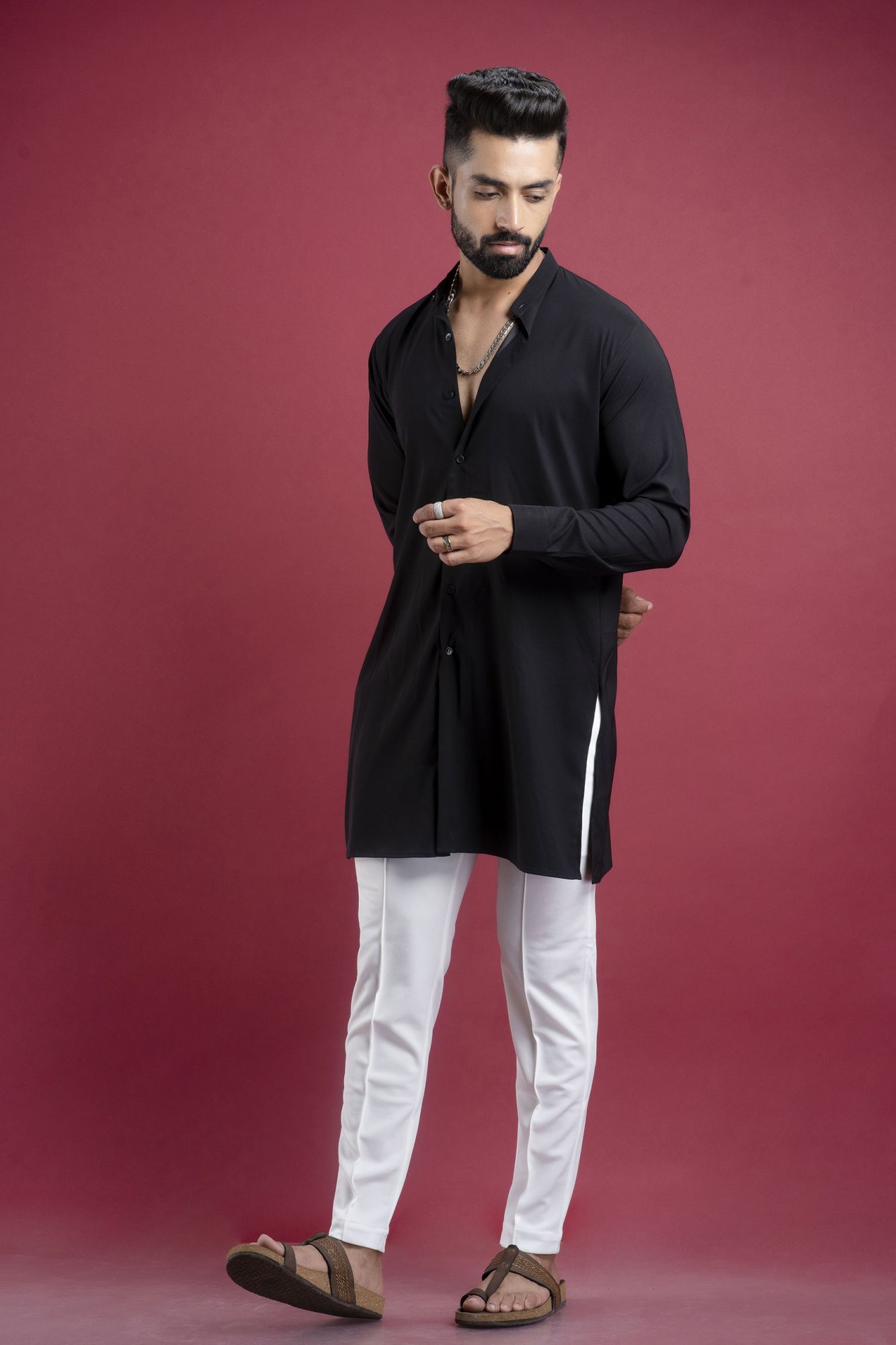 Zed Black Short Kurta