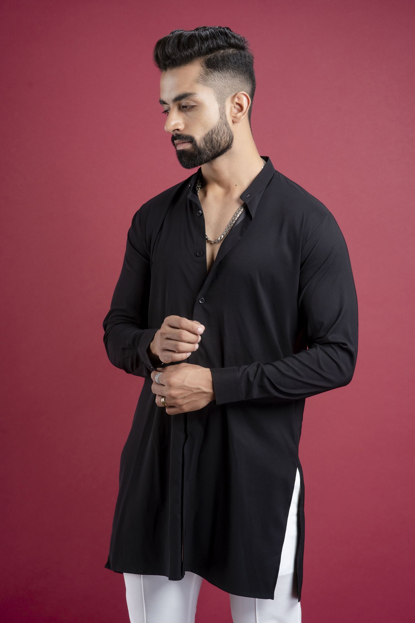 Zed Black Short Kurta