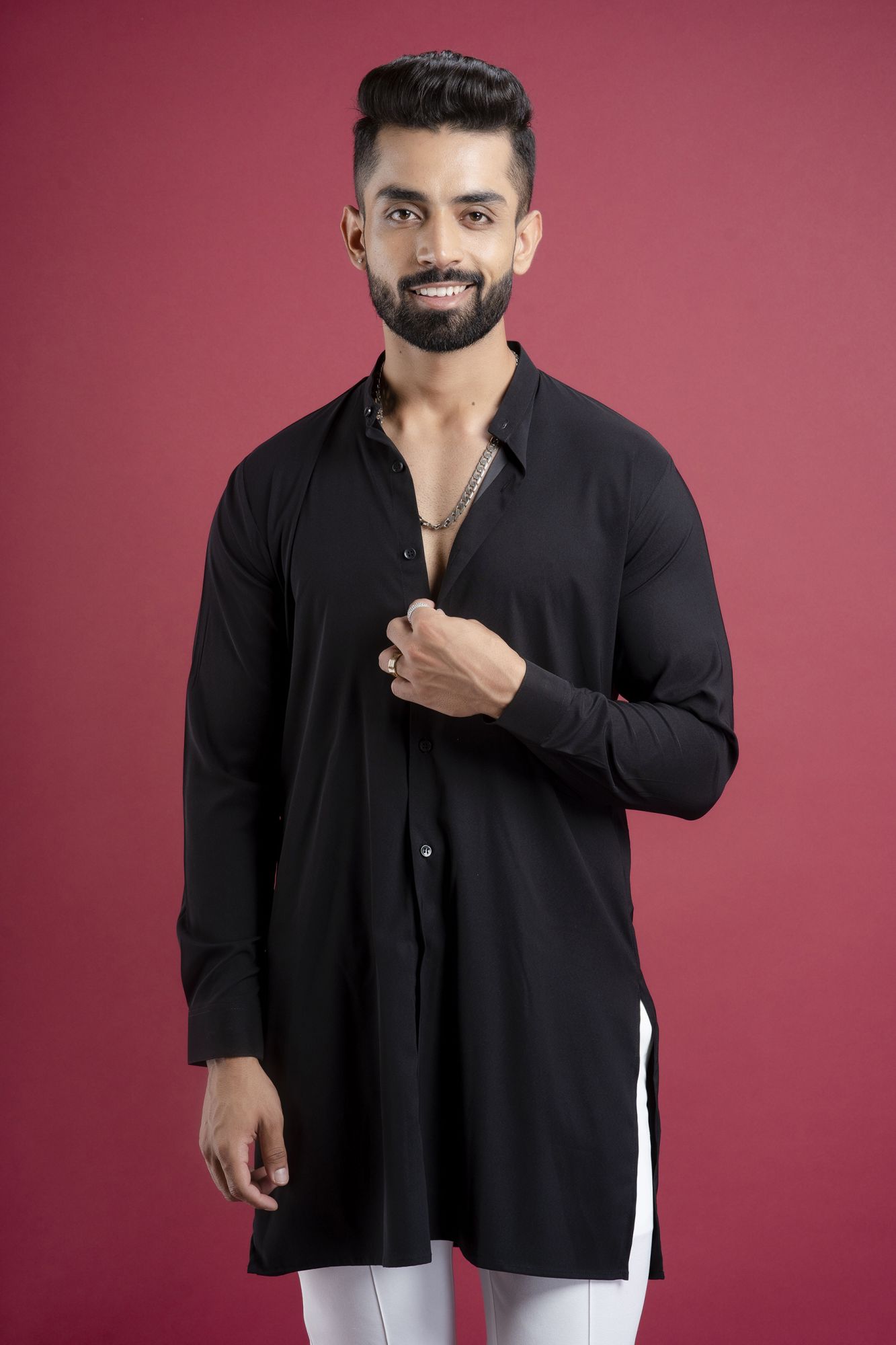 Zed Black Short Kurta