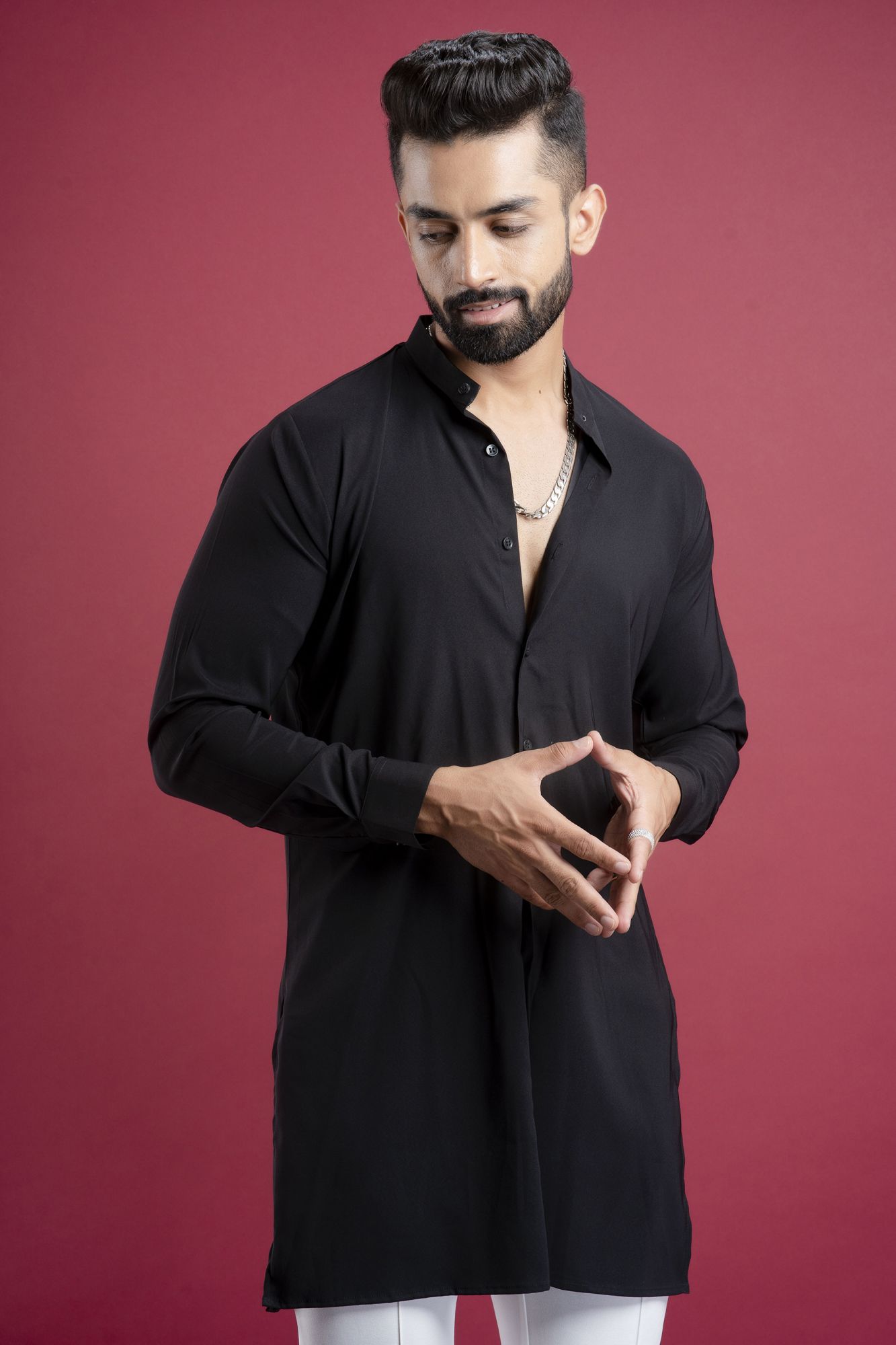 Zed Black Short Kurta