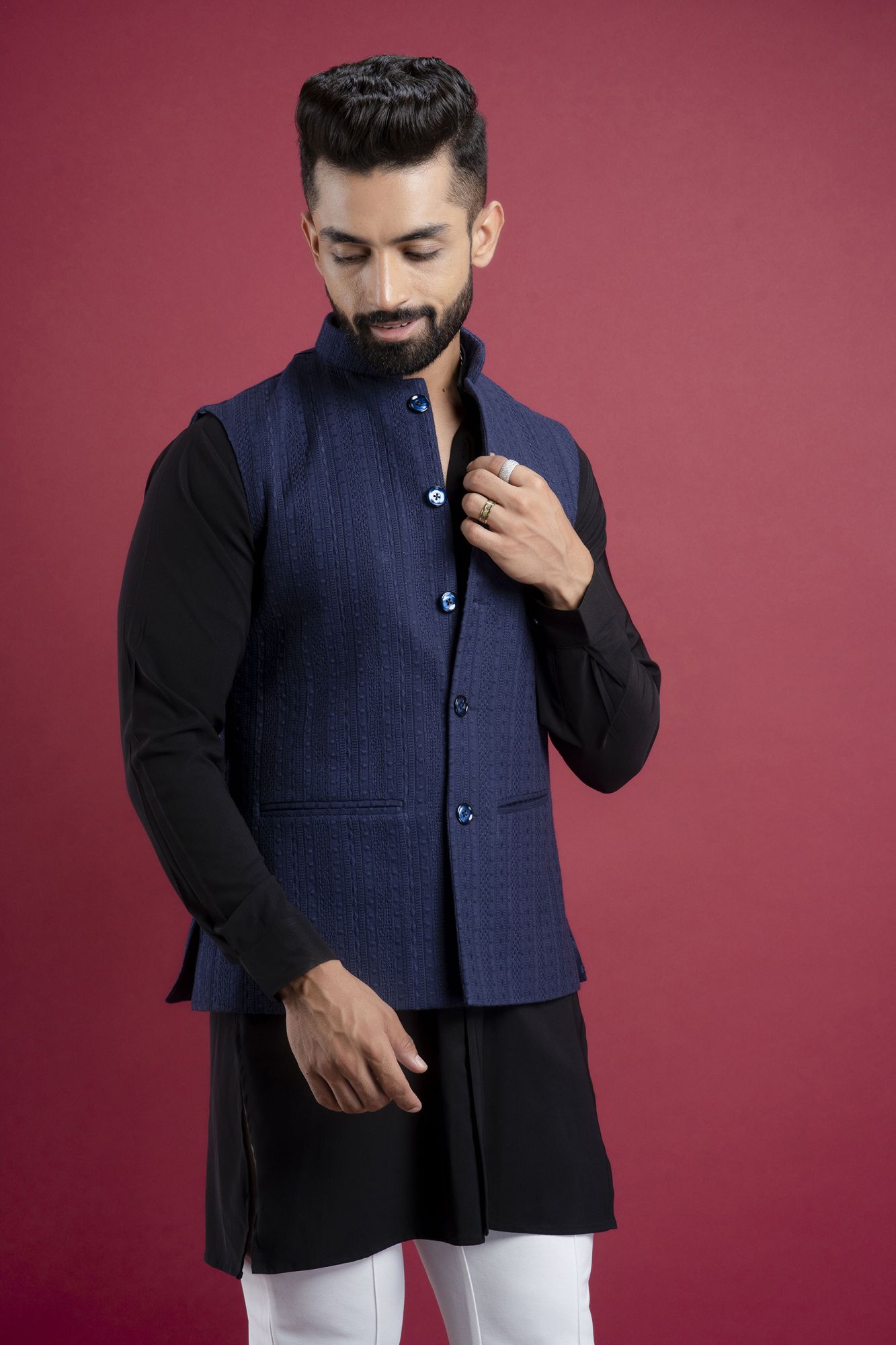 Embroidered Jacket In Blue