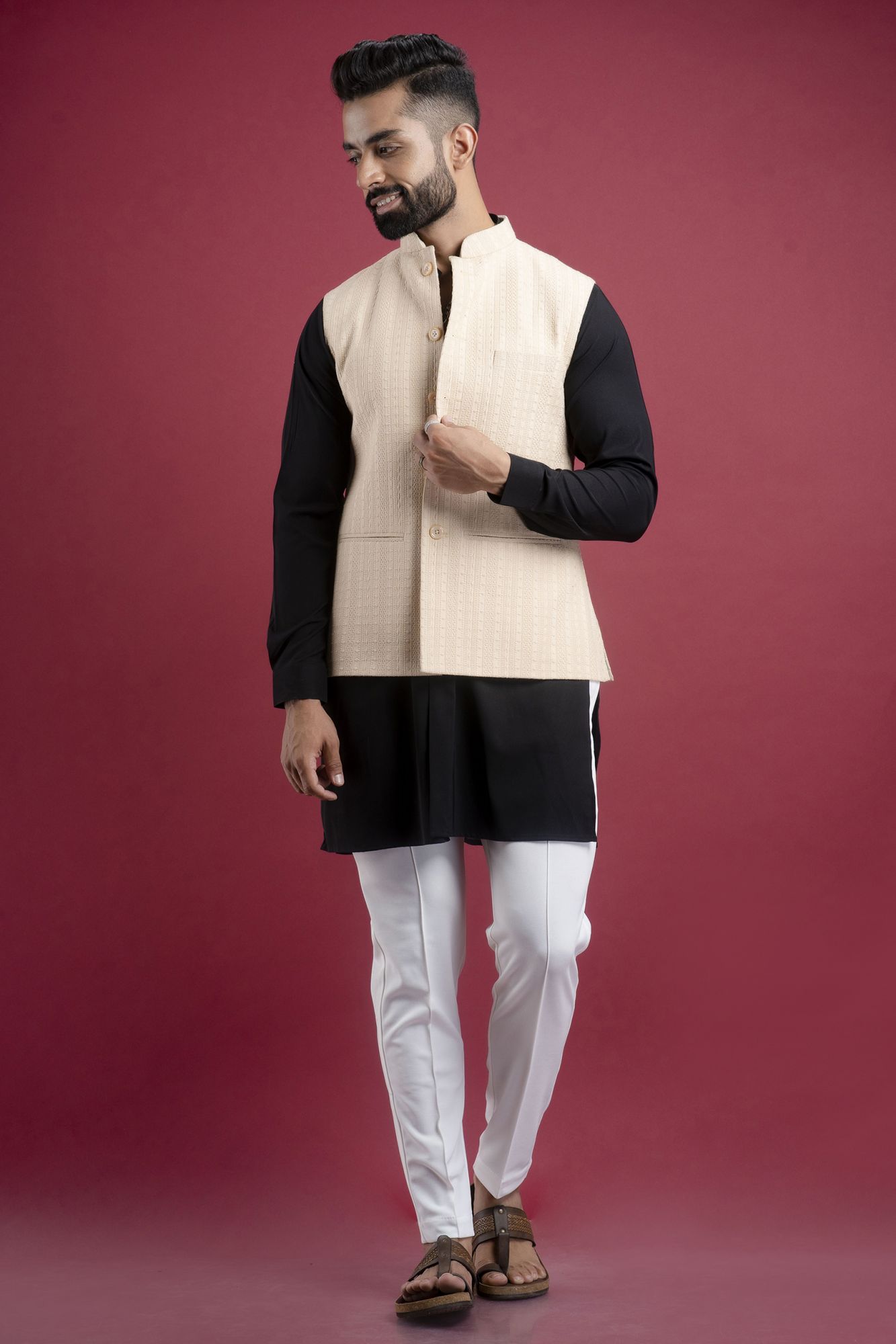 Embroidered Jacket In Peach