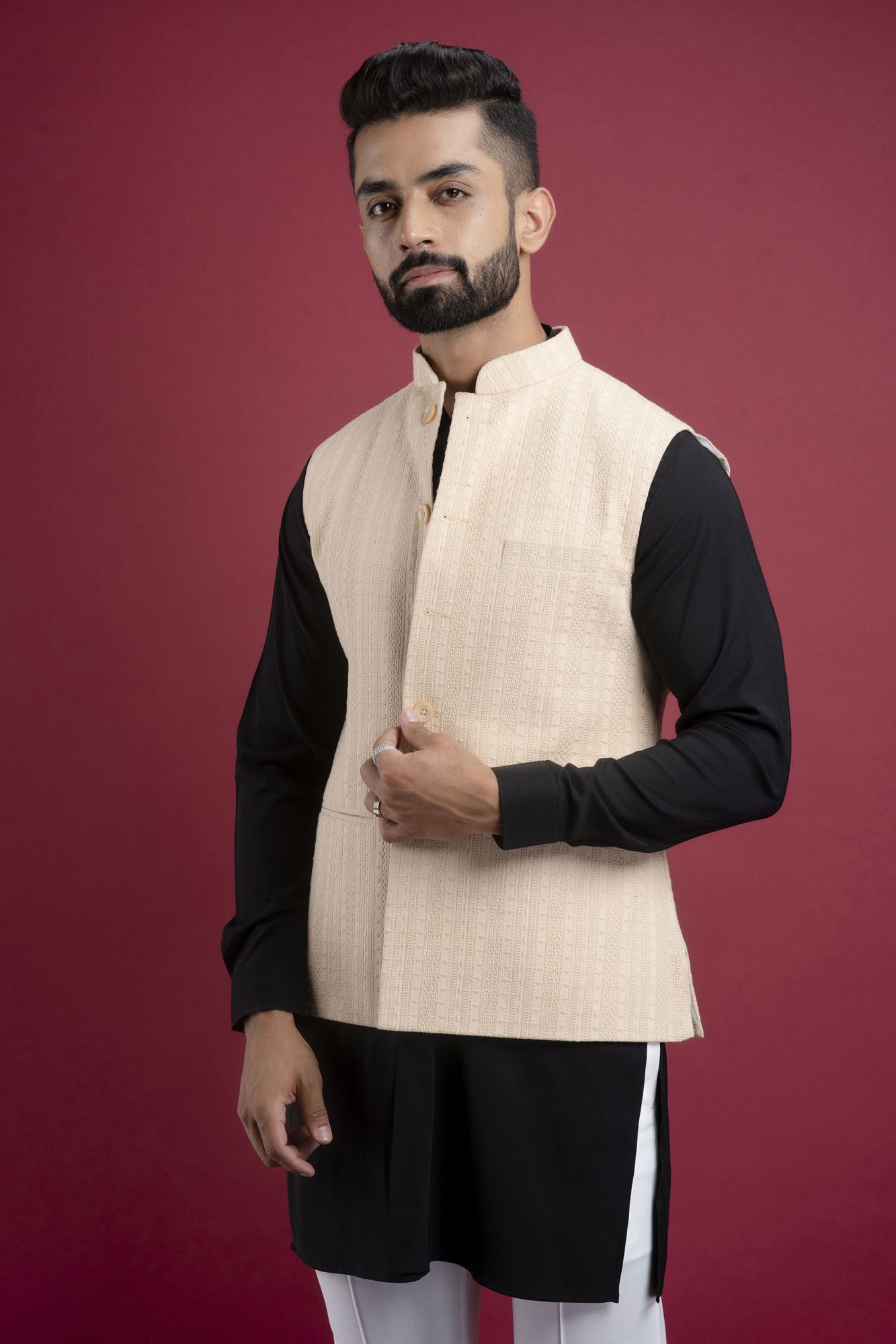 Embroidered Jacket In Peach